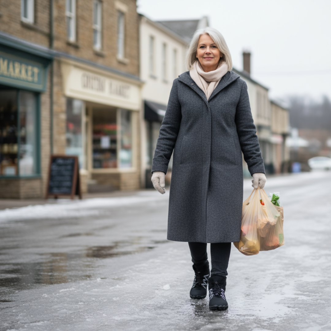 Warm feet without pain. The first winter boot designed for women with foot conditions.