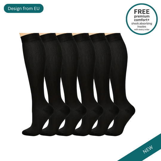 6 Pairs Solid Color Compression Socks Nurse Compression Socks Black Skin Color