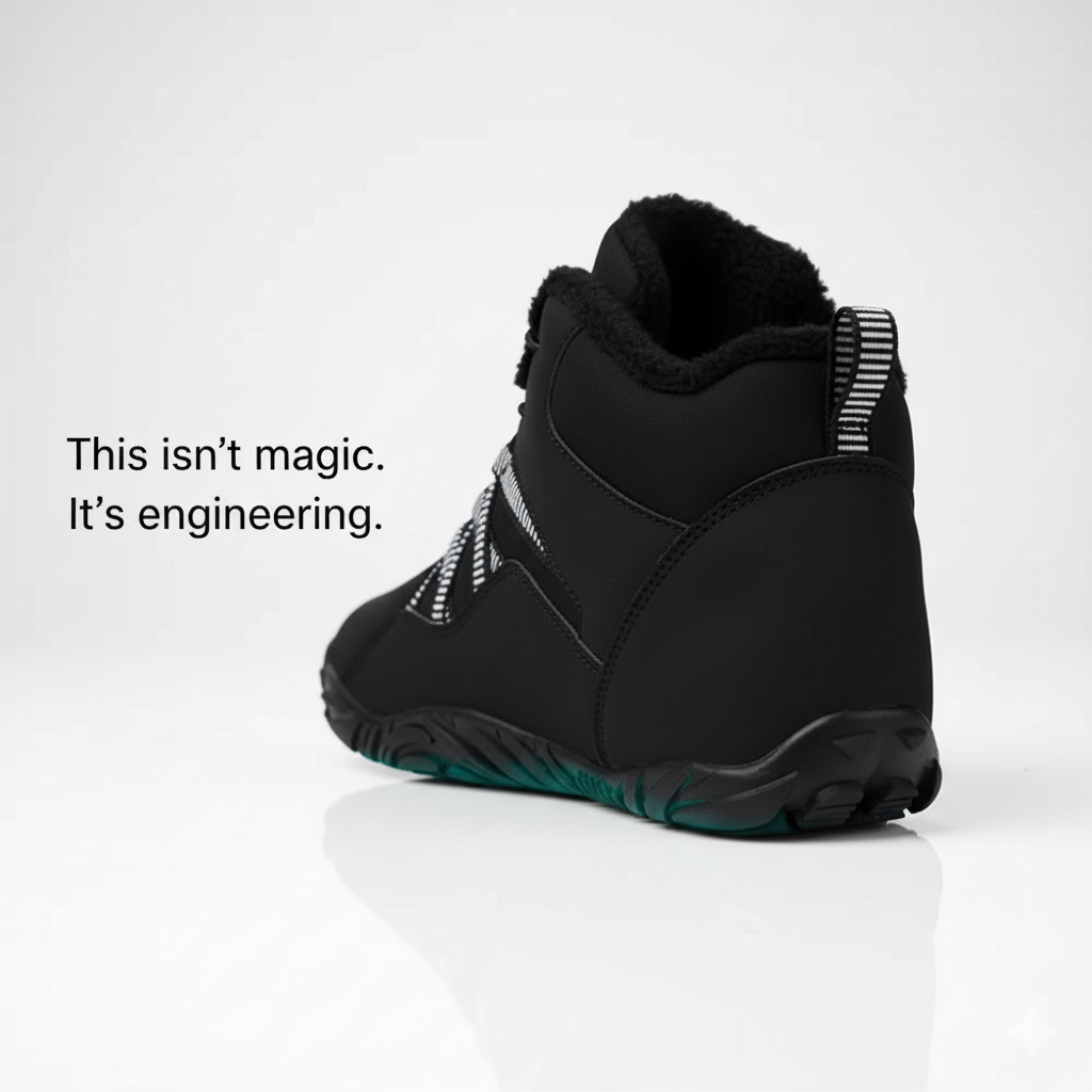 Warm feet without pain. The first winter boot designed for women with foot conditions.