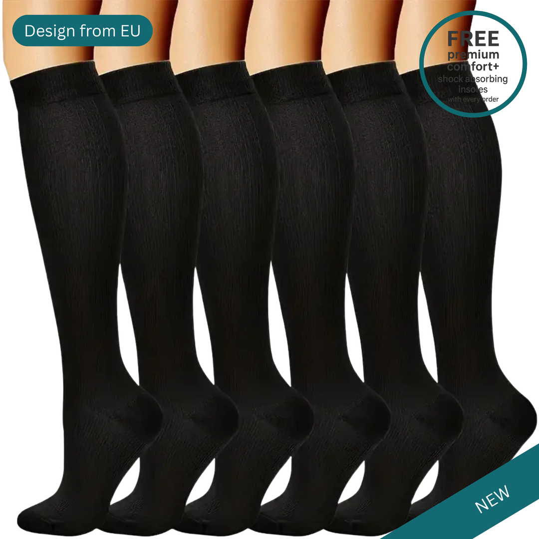6 Pairs Solid Color Compression Socks Nurse Compression Socks Black Skin Color