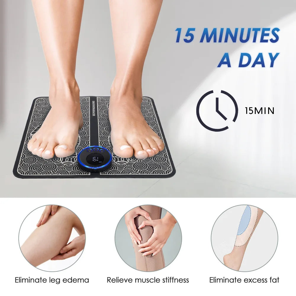 EMS Foot Massager Pad Relief Pain Relax Feet Acupoints Massage Electric Muscle Stimulation Improve Blood Circulation Relax Feet