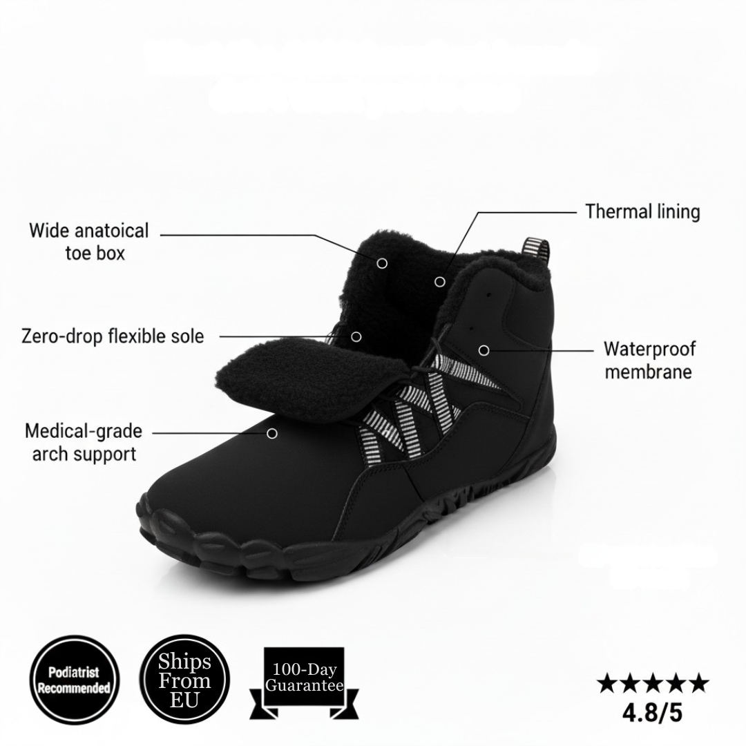 Warm feet without pain. The first winter boot designed for women with foot conditions.