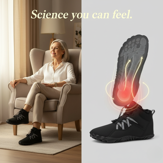Warm feet without pain. The first winter boot designed for women with foot conditions.